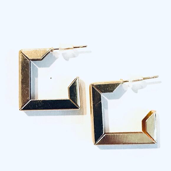 Gold square hoop earrings - Picture 1 of 3